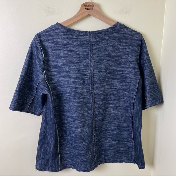 Anthropologie ZOA Denim Chambray Reverse Stitch Short Sleeve Top SZ Medium - Picture 9 of 11